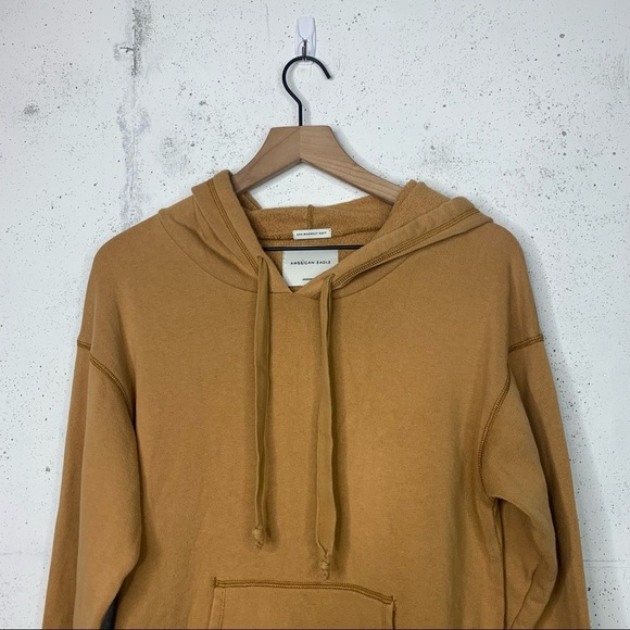 American Eagle Camel Tan Jegging Fit Hooded Pullover Sweatshirt - Picture 2 of 7